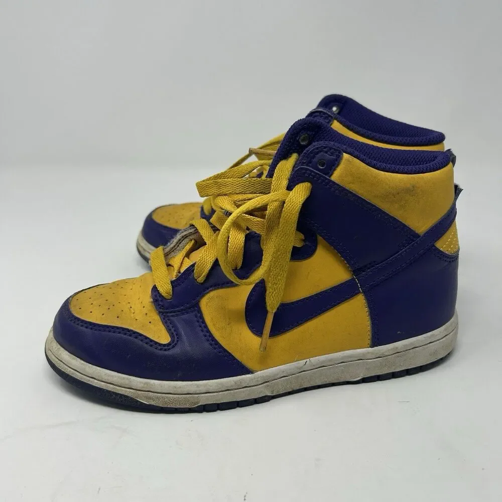 Nike Dunk High Lakers Purple Gold Preschool DZ4455-500 Kids Size 2Y